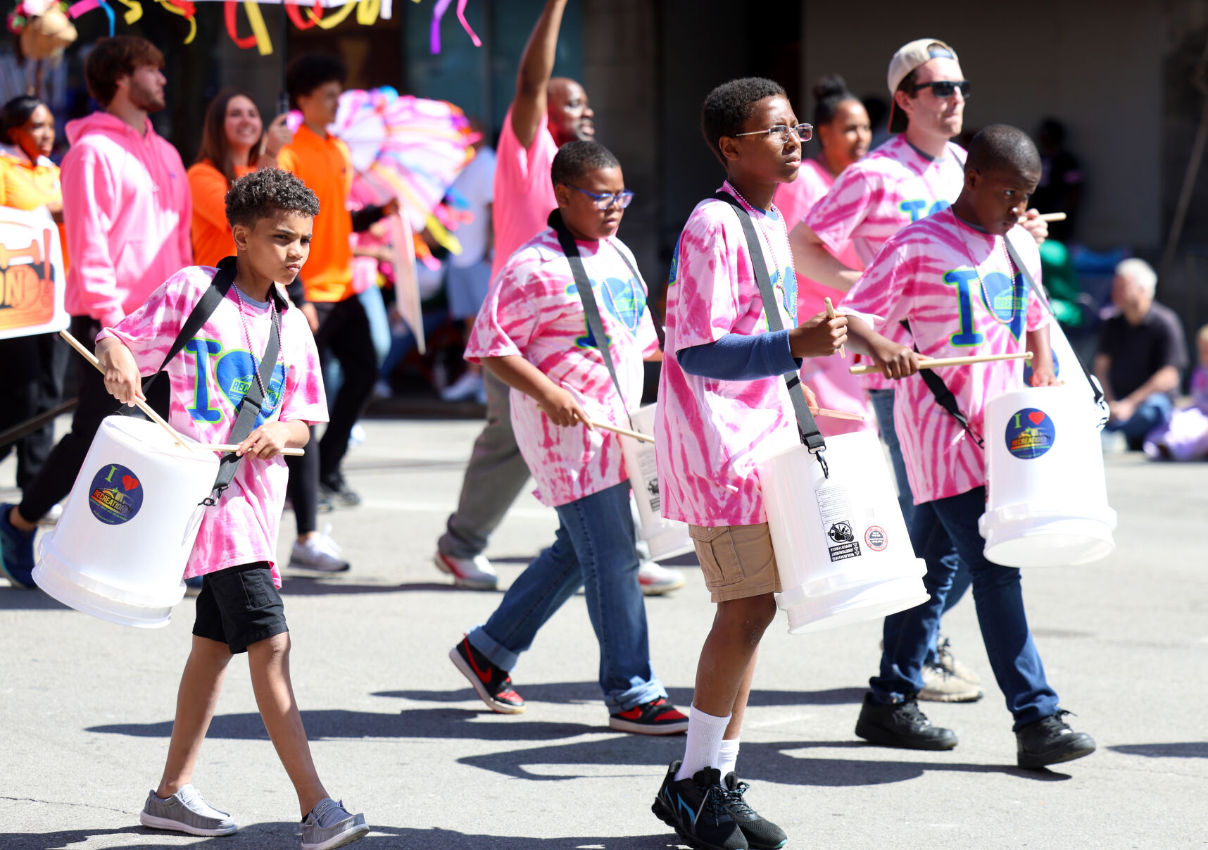 Drum line plays at Pegasus Parade.JPG